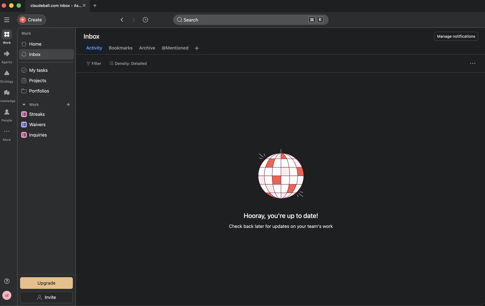 Asana inbox view